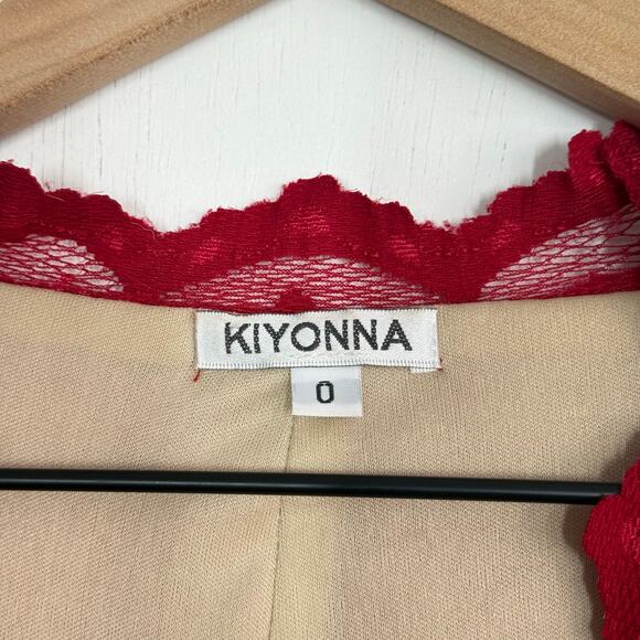 Kiyonna Midi Cocktail Dress Size 0X 10 12 L Red Floral Lace Party Formal Evening - Picture 8 of 10